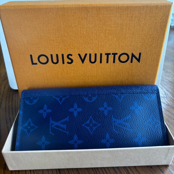LOUIS VUITTON Portefeuille Brazza Bifold Wallet Taigarama Blue - Picture 3 of 7